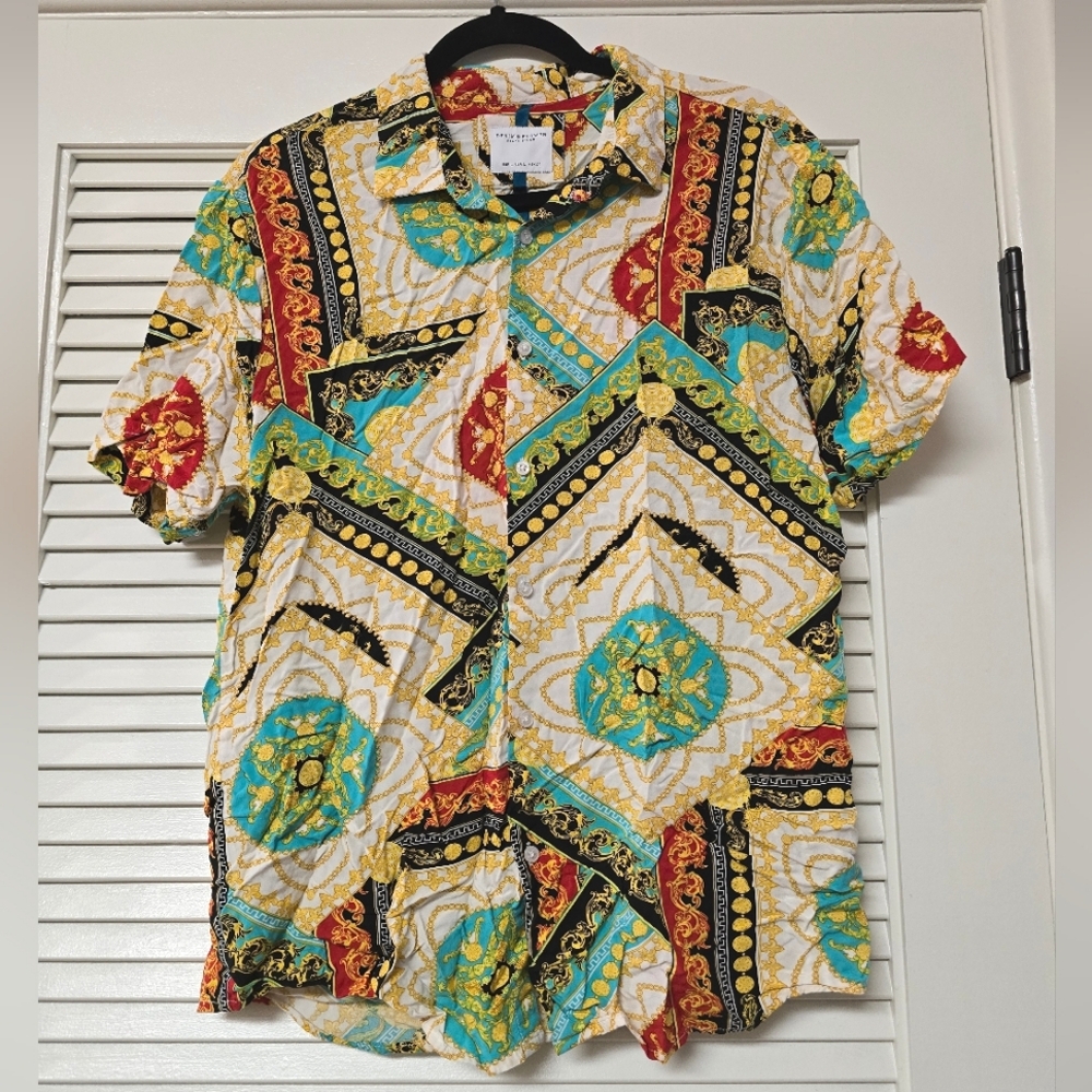 Denim & Flower - Men's Flashy Short-Sleeve Button Shirt